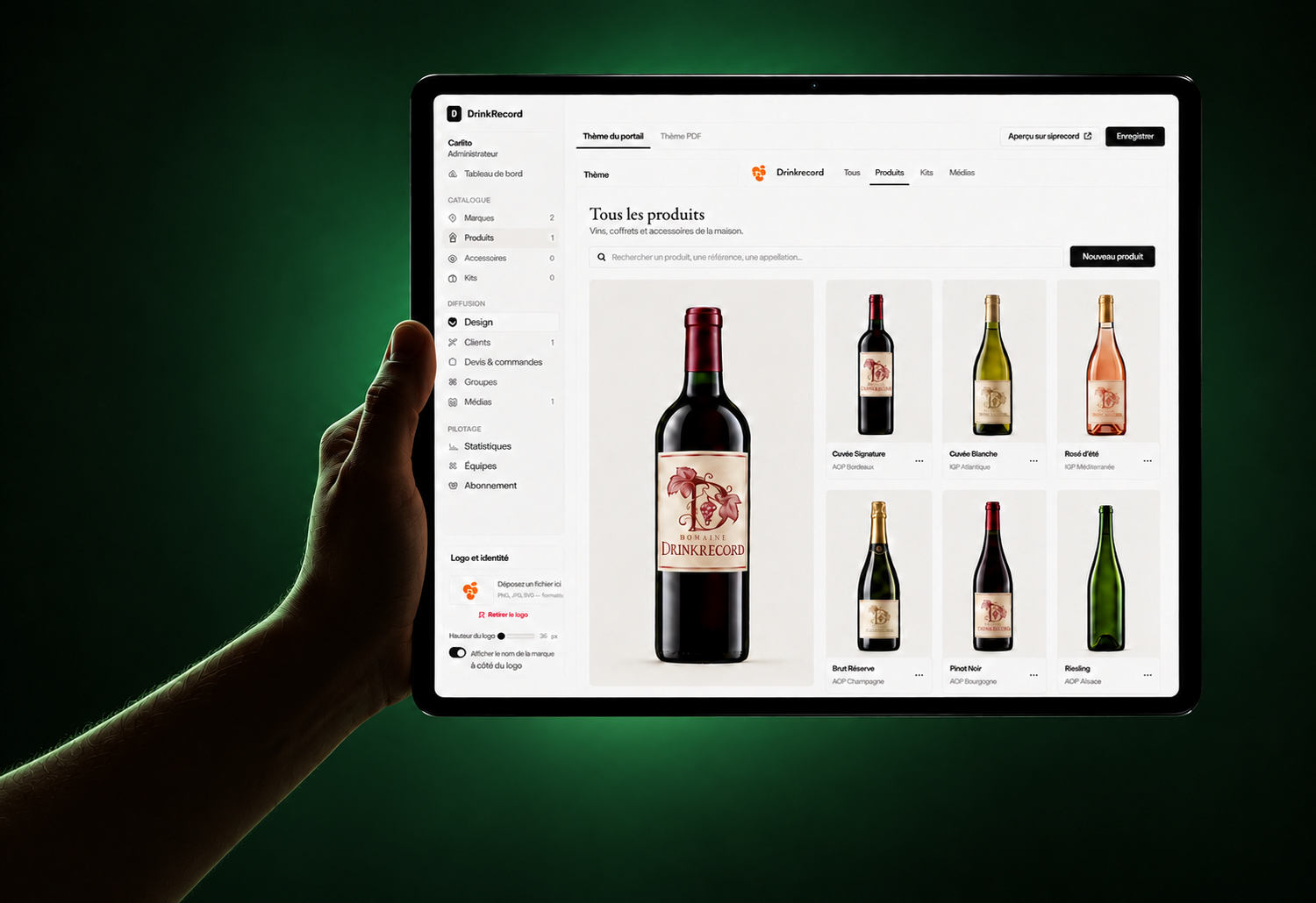 Plateforme DrinkRecord pour les fabricants d'alcool